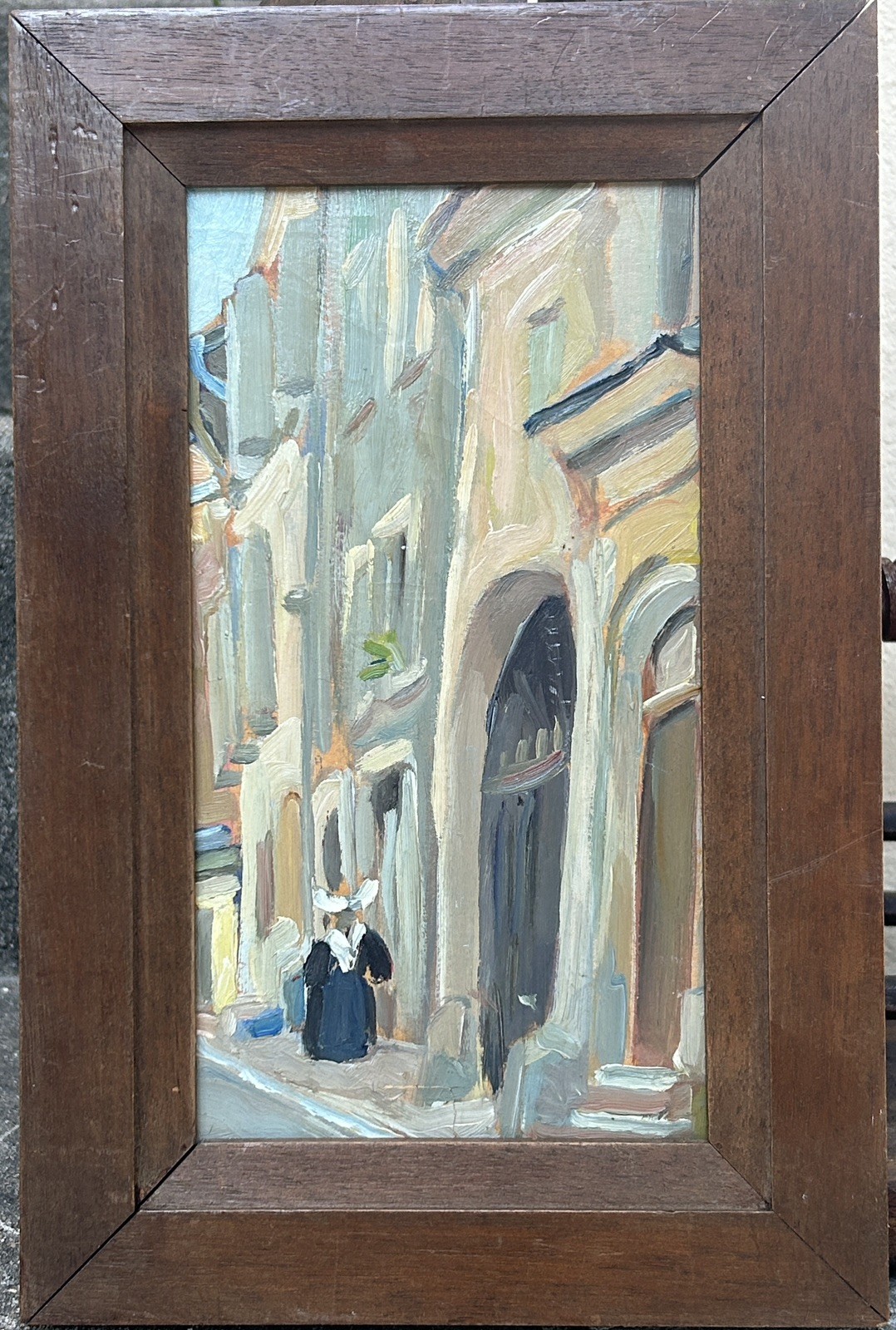 Vintage Oil Painting, Post Impressionist, French Cityscape, Framed