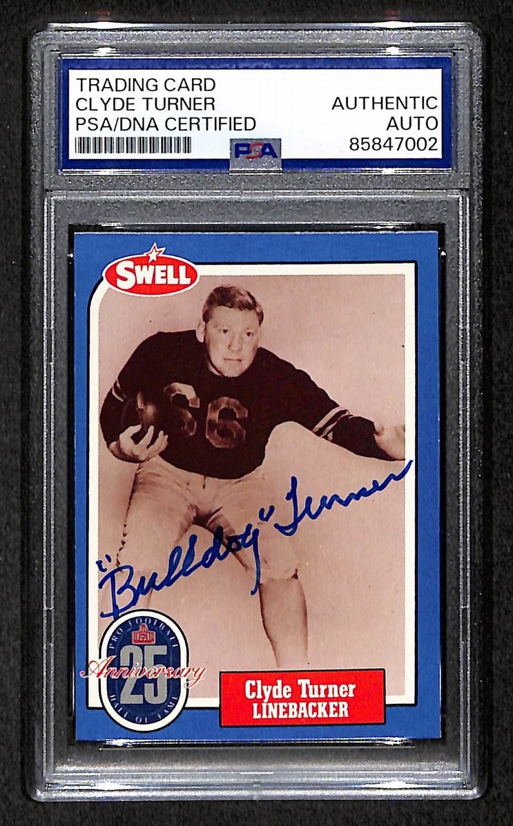 Clyde Turner HOF 1988 Swell Card Autographed/Signed Bears PSA/DNA 210665 Clyde Turner HOF 1988 Swell Card Autographed/Signed Bears PSA/DNA 210665