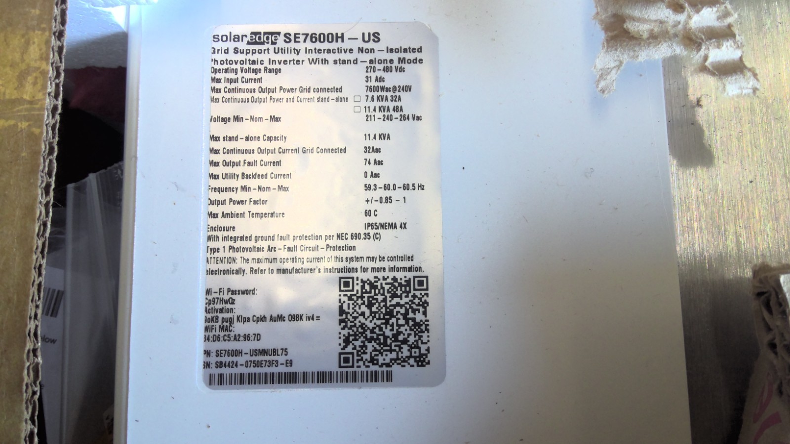 SolarEdge SE7600H-USMNUBL75 Home Hub Inverter SolarEdge SE7600H-USMNUBL75 Home Hub Inverter