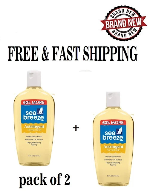 2PK Sea Breeze Original Formula Astringent for All Skin, Acne & Blemishes, 16 Oz