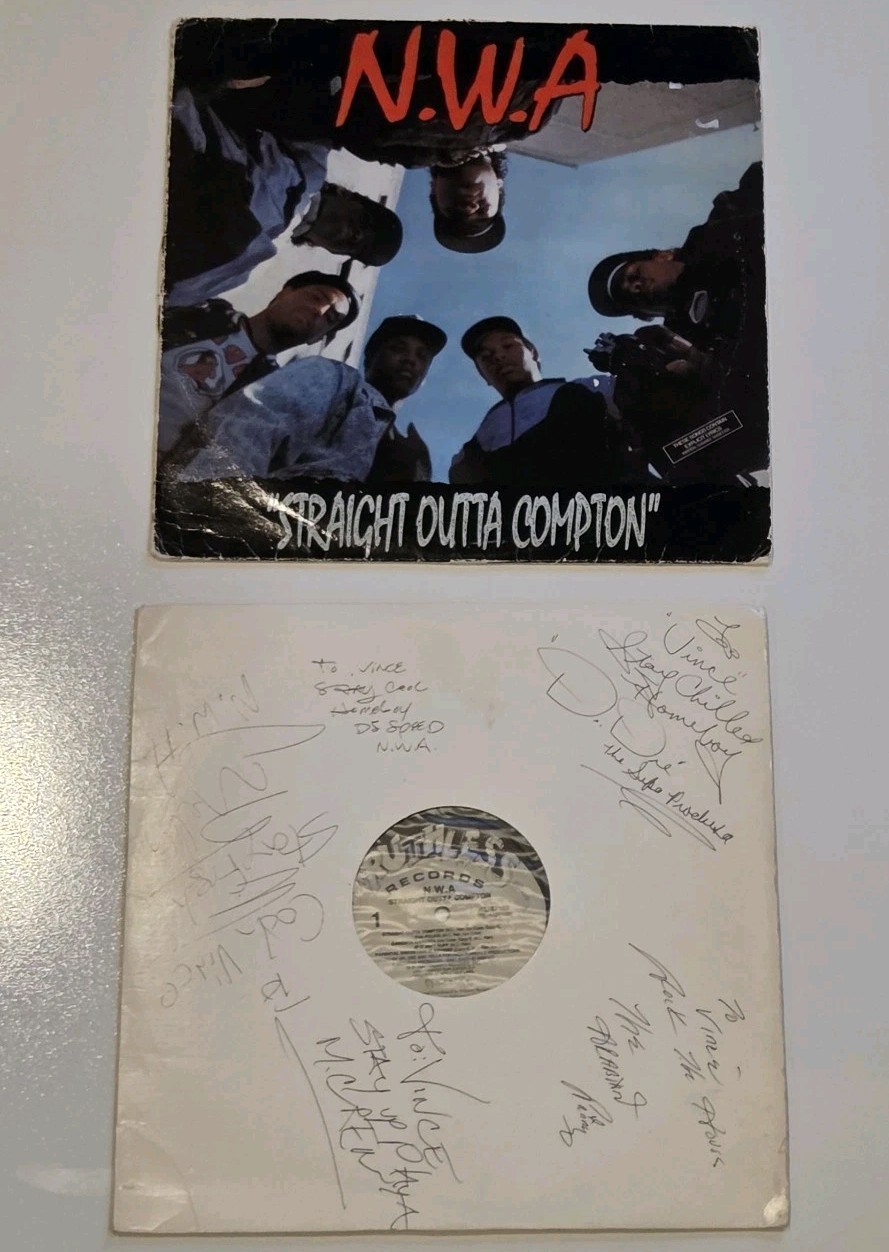 RARE Dr Dre + NWA Vintage Signed PSA DNA Album Sleeve Autograph Auto COA Doctor