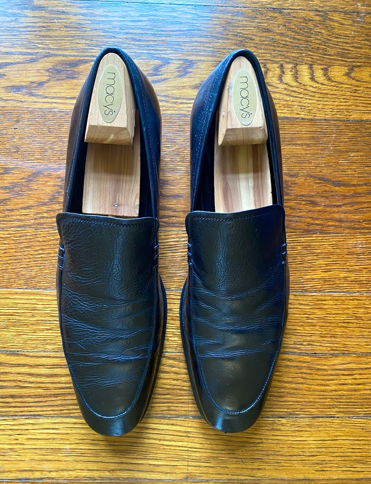Salvatore Ferragamo Men\'s Black Leather Slip-On Dress Loafers 10 D Square Toe Salvatore Ferragamo Men\'s Black Leather Slip-On Dress Loafers 10 D Square Toe