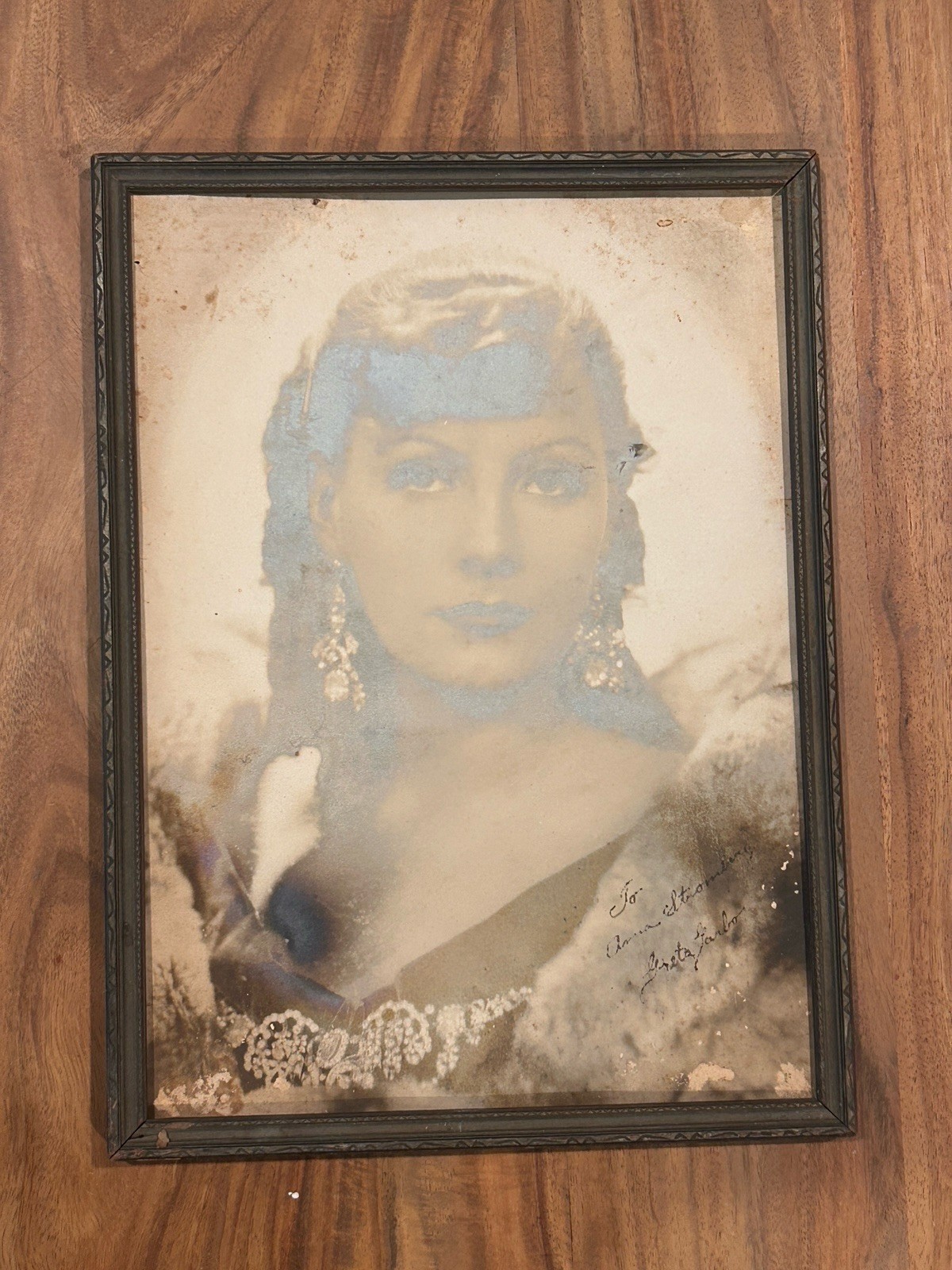 Antique Gelatin Silver Photo Signed Greta Garbo Autograph To Anna Stromberg