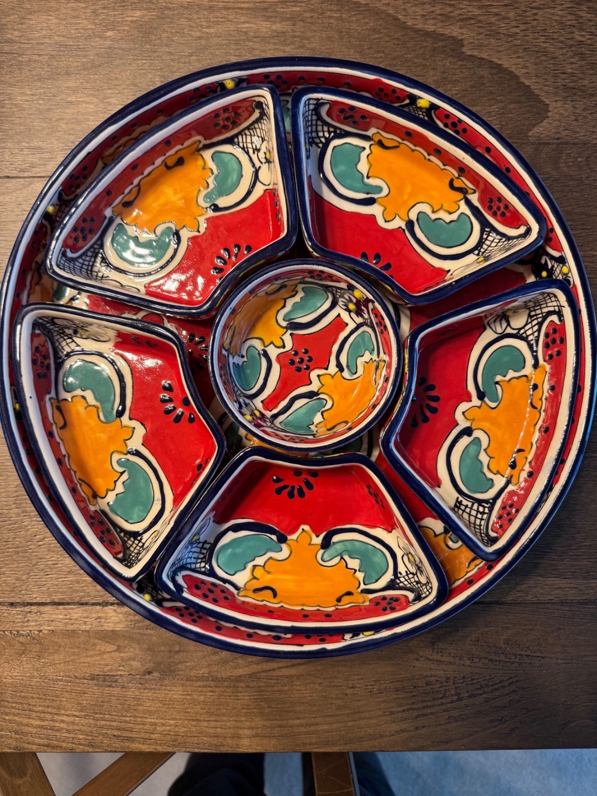 Handmade Mexican Talavera Pottery Appetizer 7pc. Tray Set Lead Free 12\
