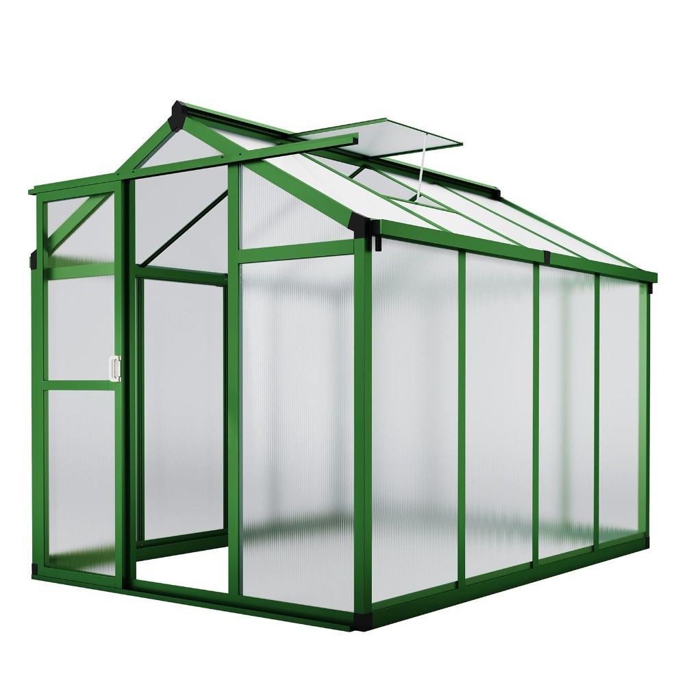 6x8 ft Heavy Duty Walk-in Outdoor Polycarbonate Greenhouse with Ground Nails 6x8 ft Heavy Duty Walk-in Outdoor Polycarbonate Greenhouse with Ground Nails