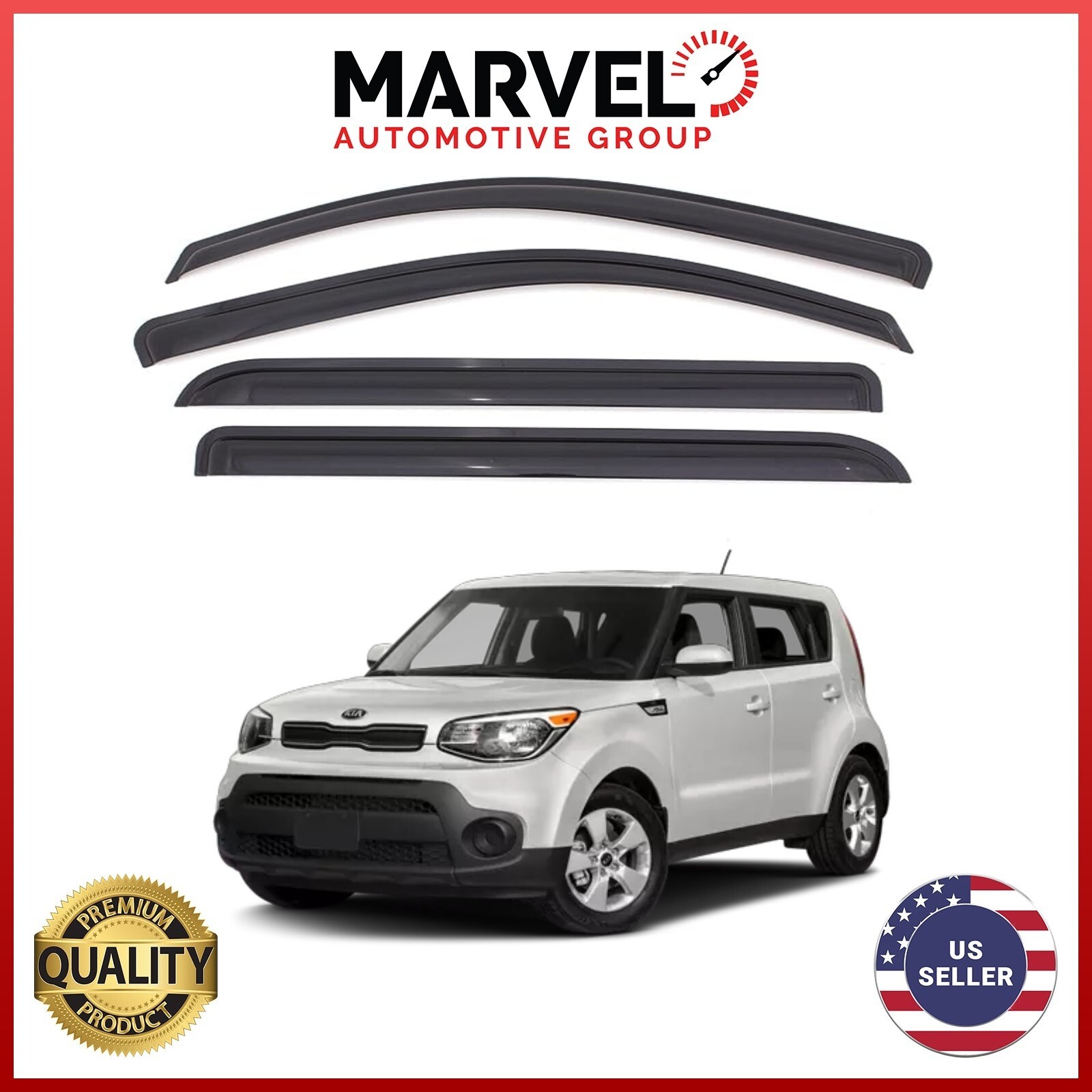 Out-Channel Window Sun Vent Visor Rain Guards Deflectors for Kia Soul 2014-2019