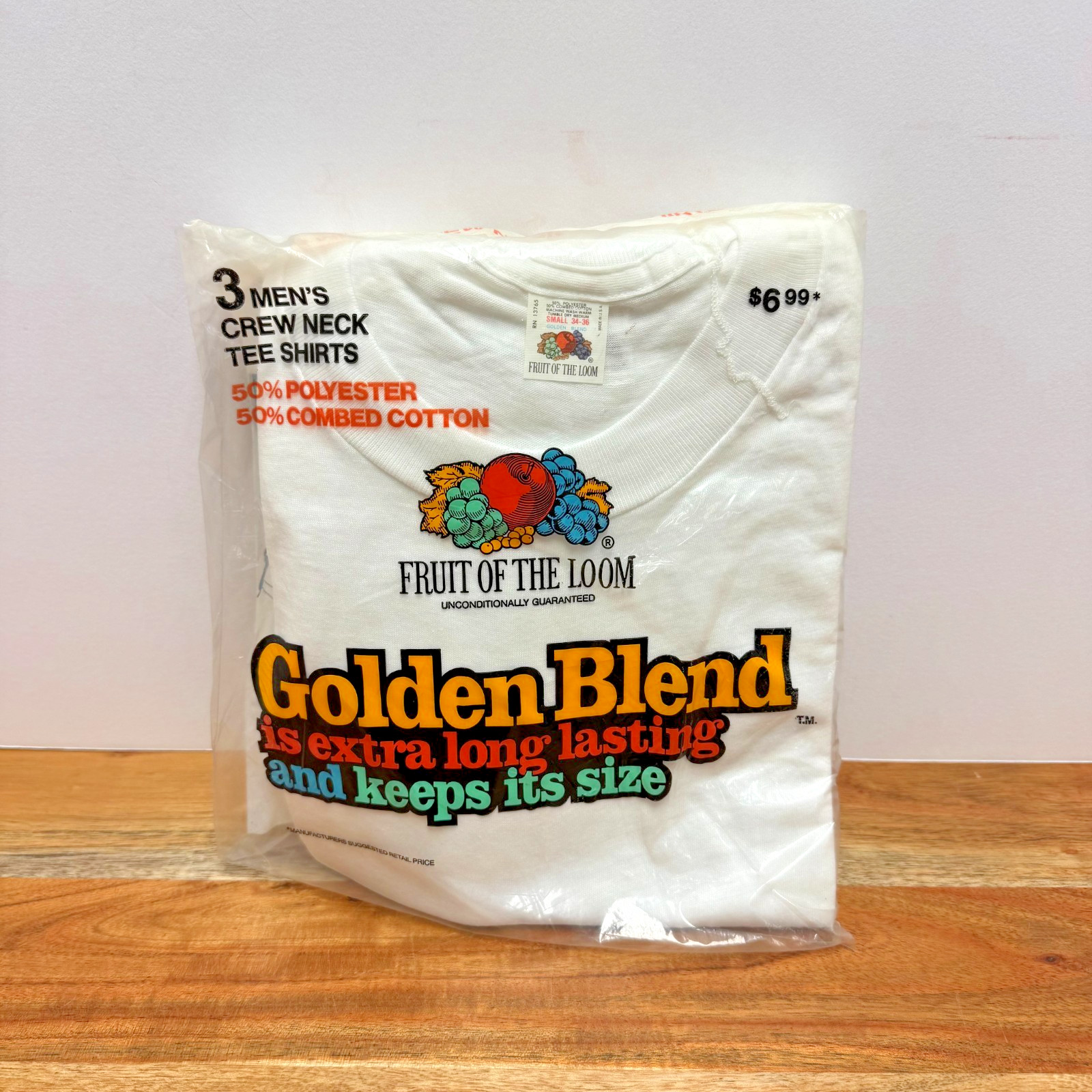 Vintage 1980Fruit of the Loom Golden Blend T Shirts 3 Pack Small Made in USA NOS