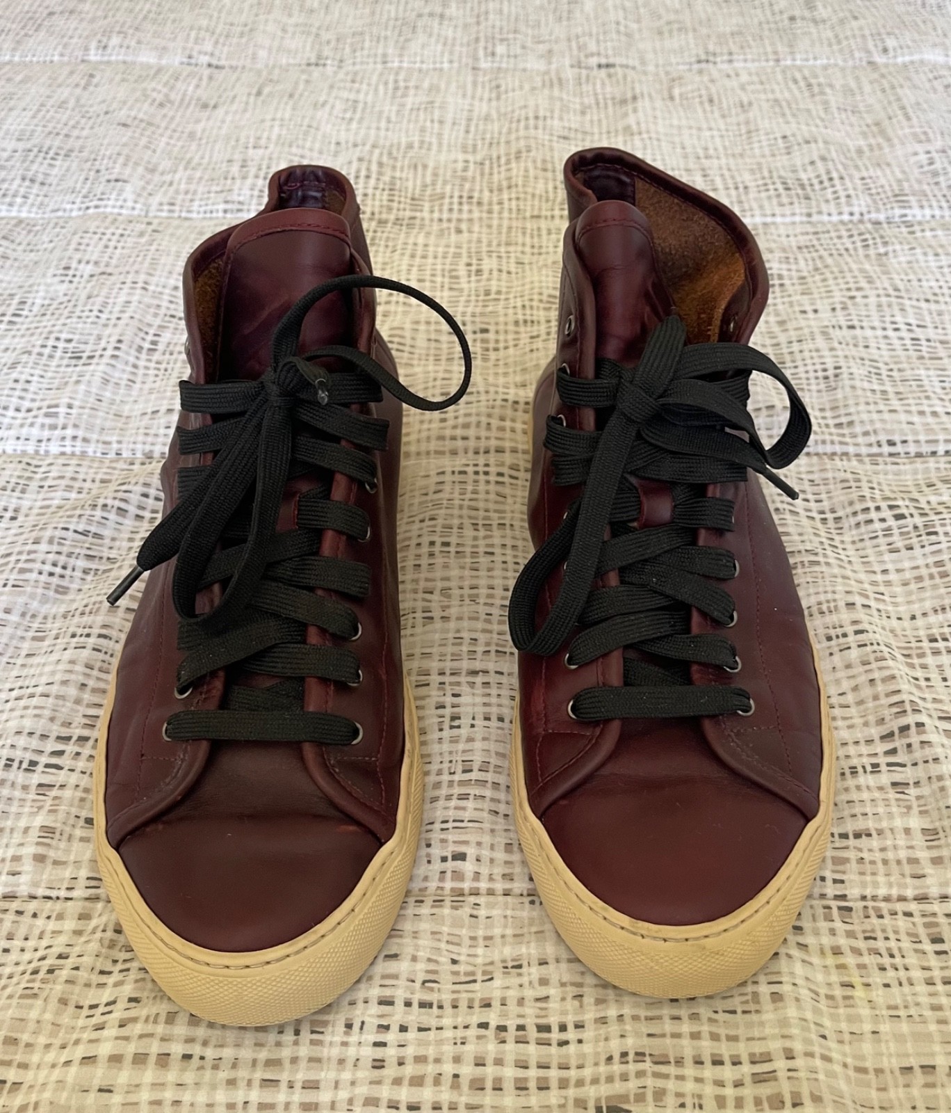 Gustin Horween Chromexcel #8 High Top Sneakers -Mens 11 -Italy -Leather Burgundy