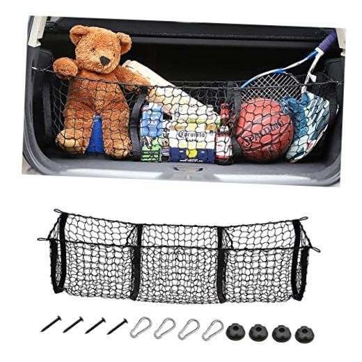 3-Pocket Car Trunk Cargo Net with Carabiners 43.3\
