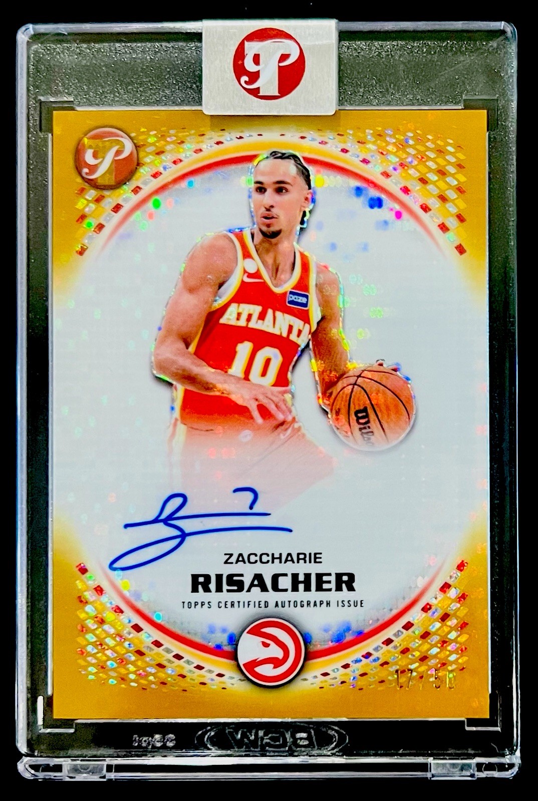 2025-26 Topps Pristine Zaccharie Risacher Gold Refractor Auto Autograph /50 SSP 2025-26 Topps Pristine Zaccharie Risacher Gold Refractor Auto Autograph /50 SSP