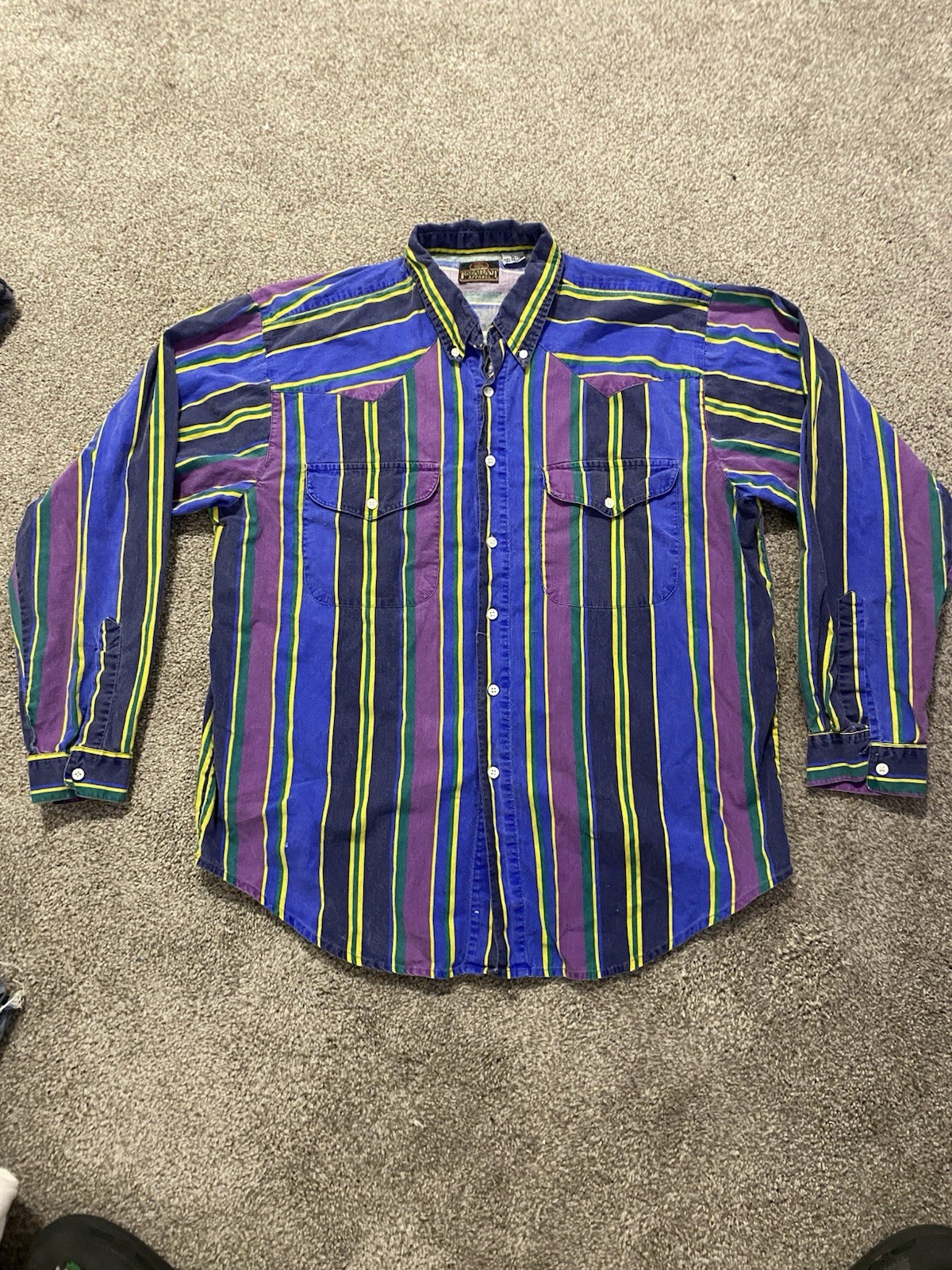 Vintage 90\'s Brushpopper Striped Western Rodeo Shirt Vintage 90\'s Brushpopper Striped Western Rodeo Shirt