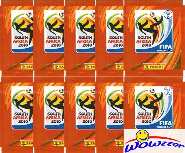 (10) 2010 Panini World Cup Factory Sealed Sticker Packs with 50 MINT STICKERS 