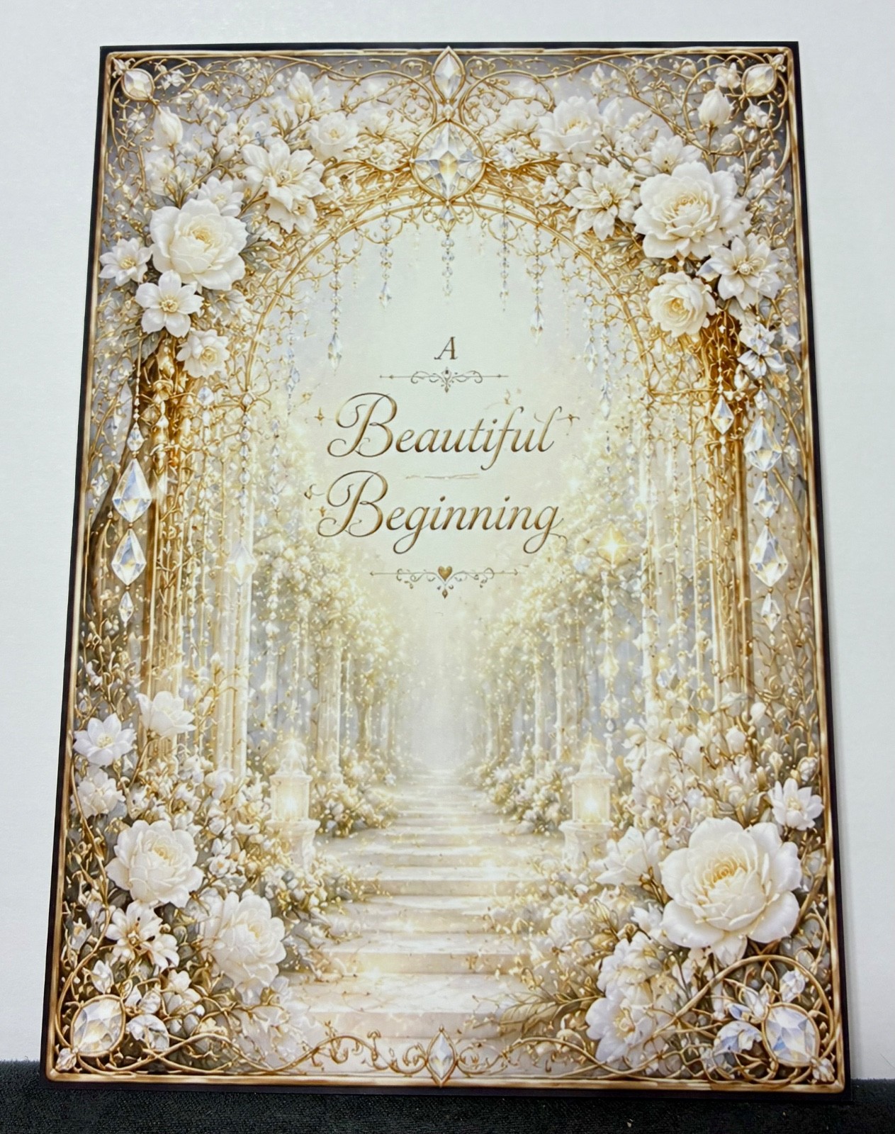 Beautiful White Gold Wedding Card