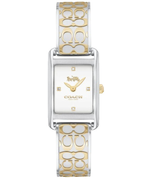 COACH ALLIE 14503381 SILVER WHITE LOGO DIAL TWO TONE BANGLE WOMEN\'S WATCH COACH ALLIE 14503381 SILVER WHITE LOGO DIAL TWO TONE BANGLE WOMEN\'S WATCH