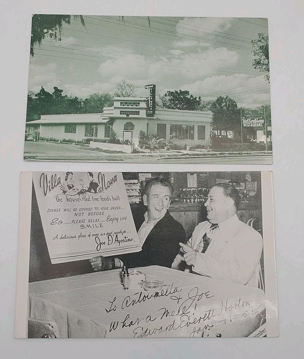 Orlando Winter Park Florida, Joe D'Agostino's Villa Nova Restaurant Postcard Orlando Winter Park Florida, Joe D'Agostino's Villa Nova Restaurant Postcard