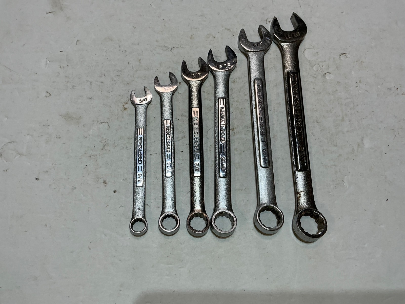 Vtg Craftsman 6 piece combination wrench set SAE 3/8