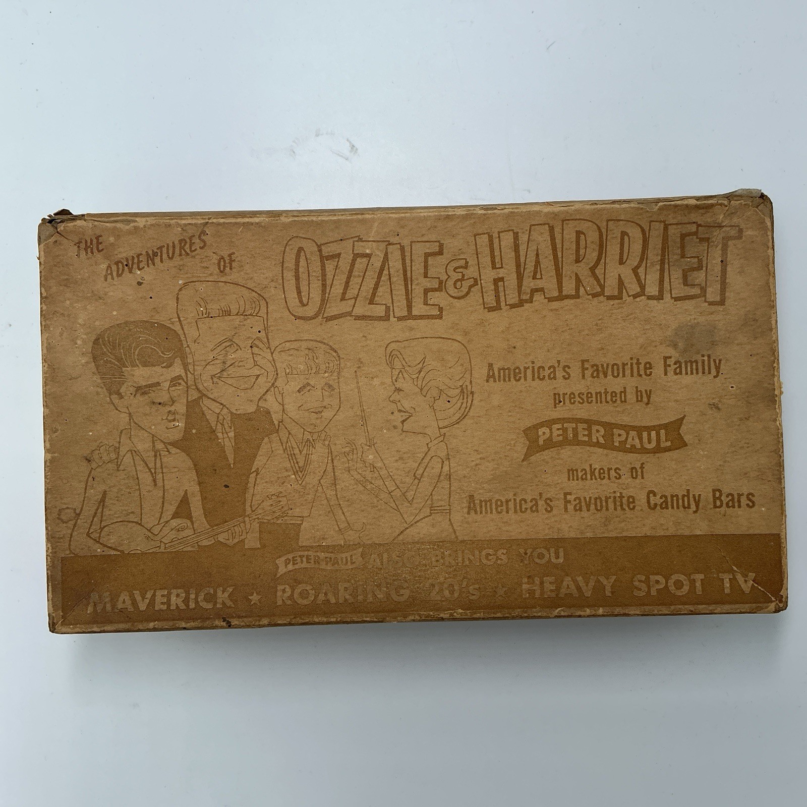 VINTAGE Peter Paul Almond Joy Display Box Ozzie & Harriet TV Ad Big Double Bar