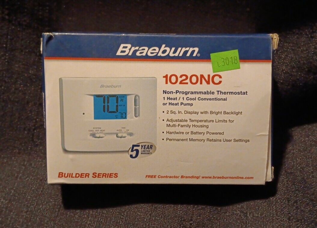 Braeburn 1020NC Non-Programmable Single-Stage Thermostat, 1H/1C OPEN BOX