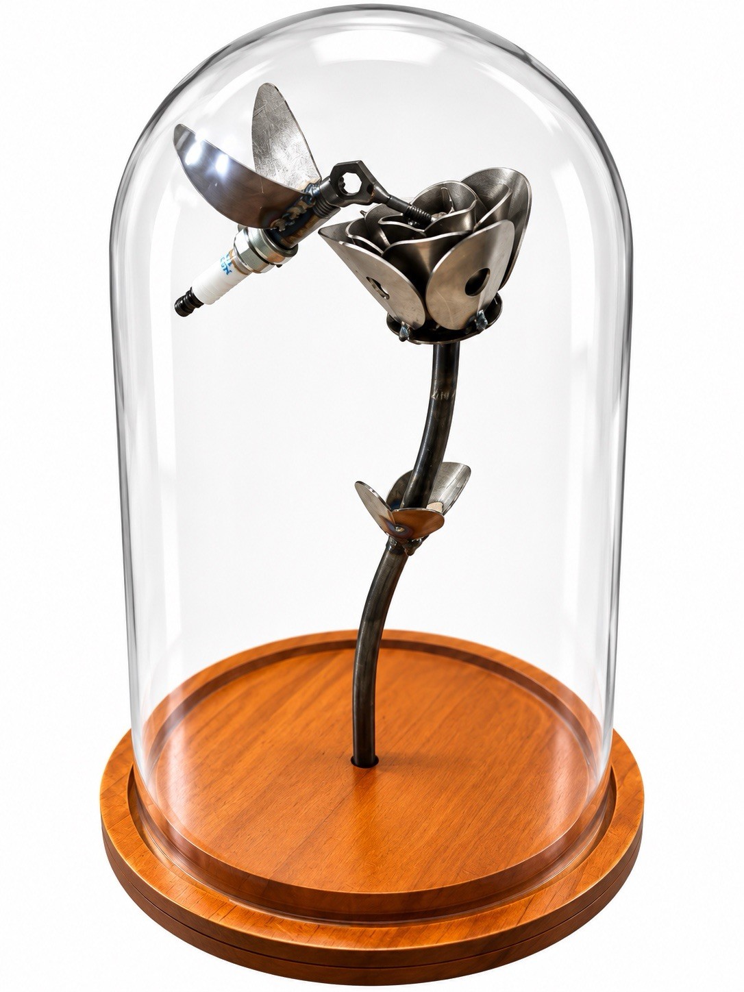 Humming Bird On Metal Rose Figurine Home Decor Humming Bird On Metal Rose Figurine Home Decor