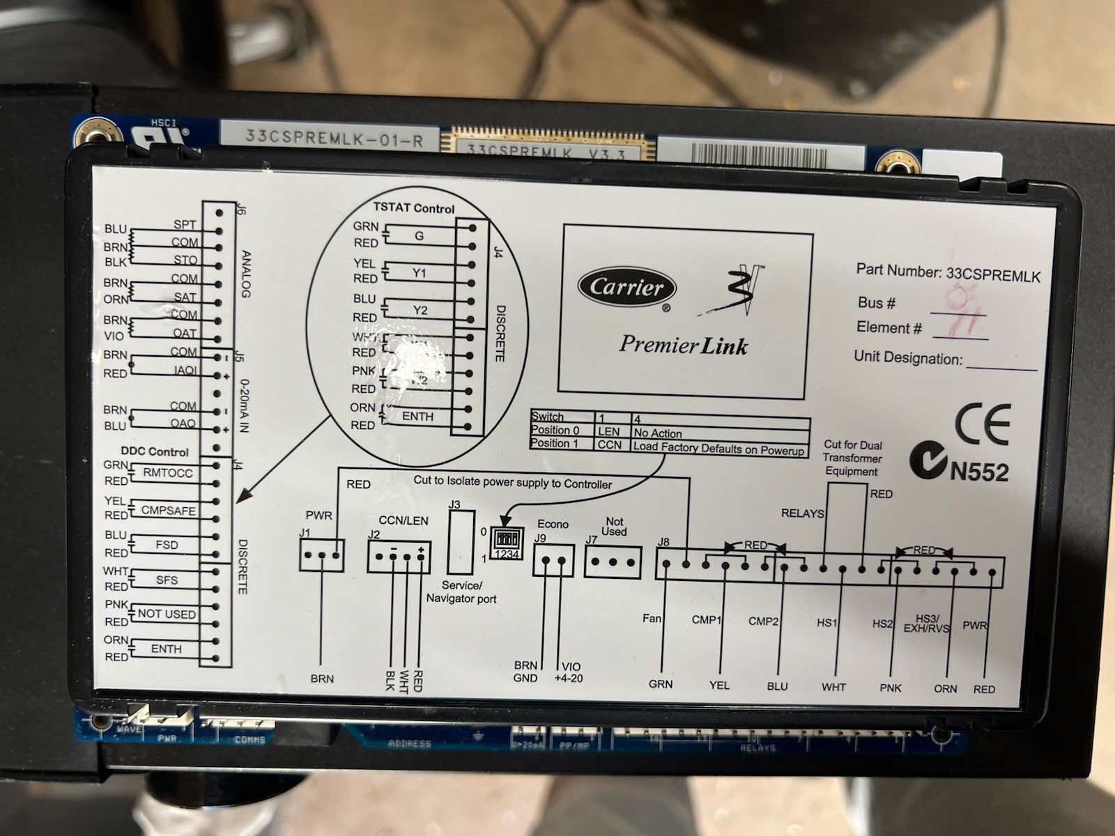 Carrier 33CSPREMLK  V3.3 Controller UNTESTED AS IS