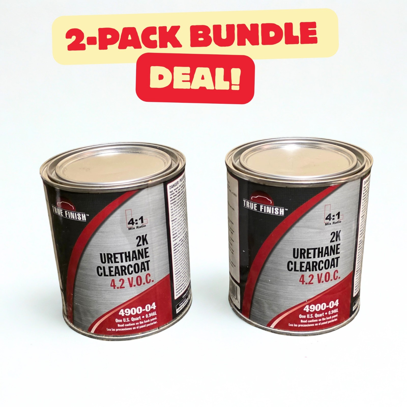 2 Pack True Finish 2K Urethane Clearcoat 4.2 VOC Quart 4900-04 Automotive