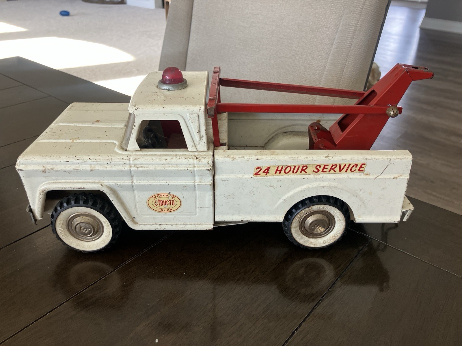 Vintage Original Structo 24 Hour Service Wrecker Pressed Steel Pressed Steel Vintage Original Structo 24 Hour Service Wrecker Pressed Steel Pressed Steel