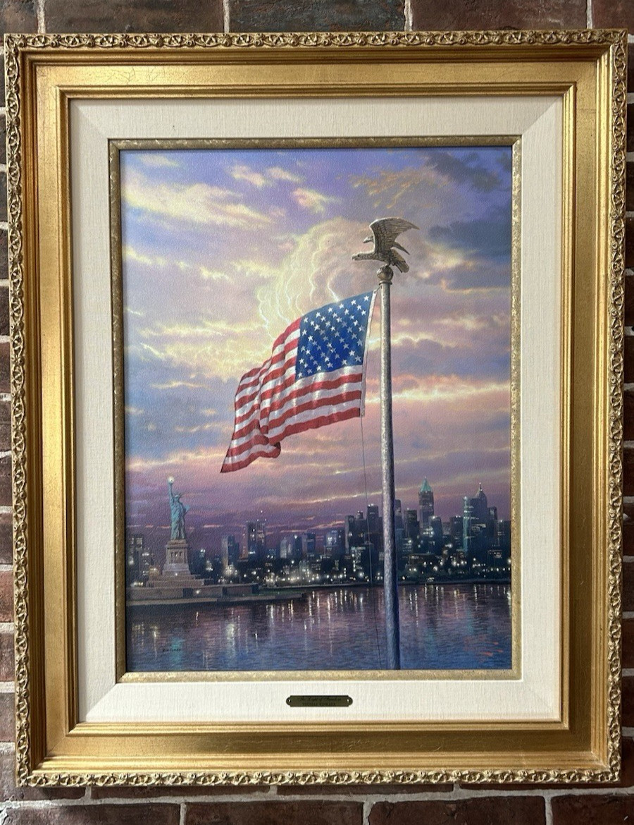 Thomas Kinkade Light of Freedom Framed Canvas Print Signed Numbered SN COA 18x24 Thomas Kinkade Light of Freedom Framed Canvas Print Signed Numbered SN COA 18x24