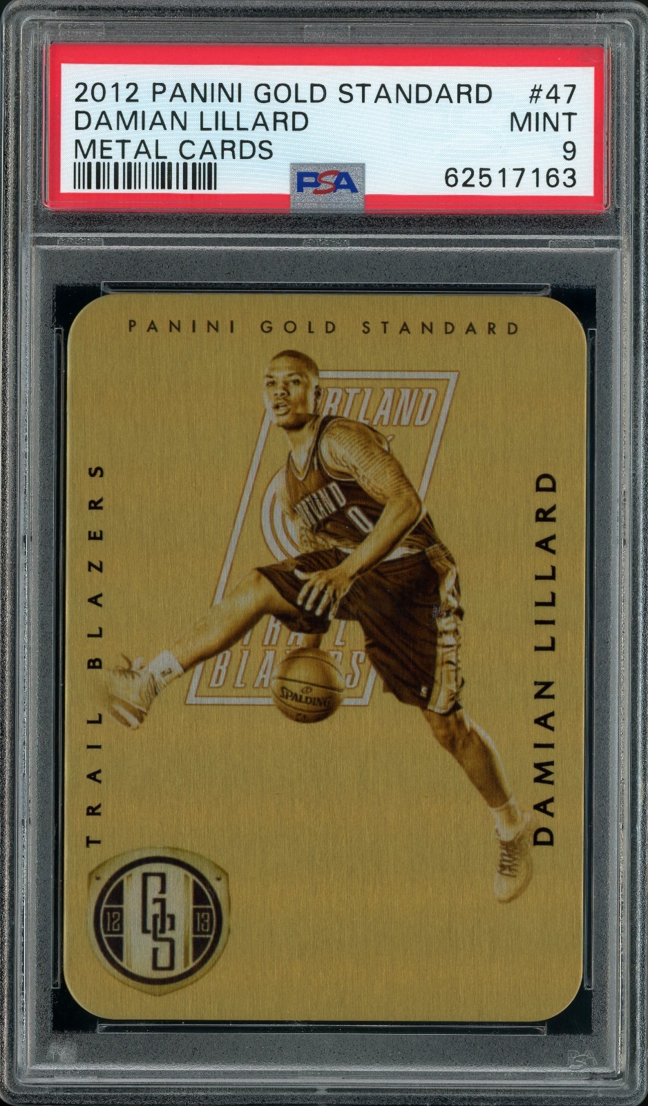 2012-13 Panini Gold Standard Solid Metal Rookie #47 Damian Lillard PSA 9 Mint RC