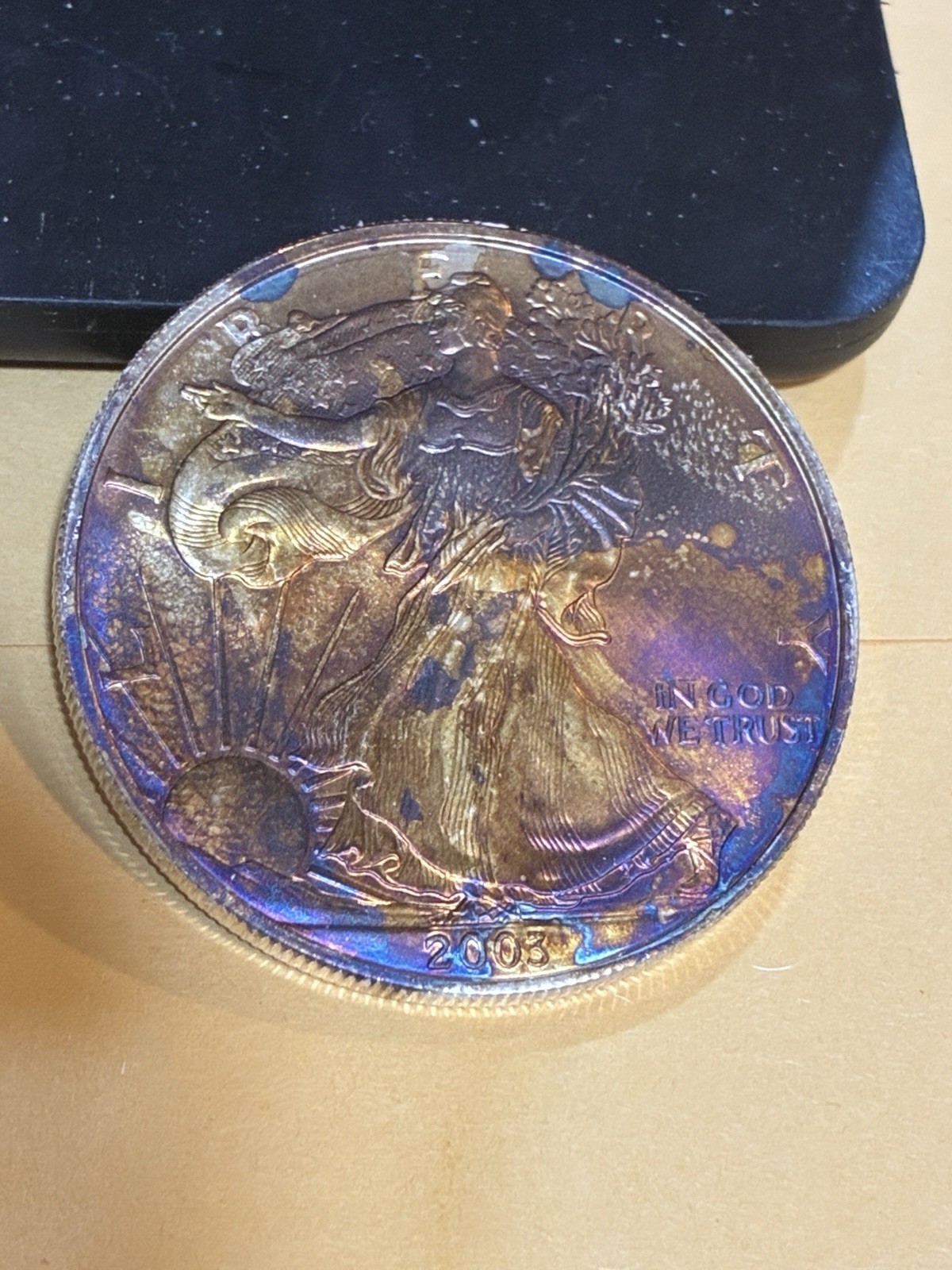 2003 Rainbow Toned Silver American Eagle Dollar Coin 1 Oz Ounce 2003 Rainbow Toned Silver American Eagle Dollar Coin 1 Oz Ounce