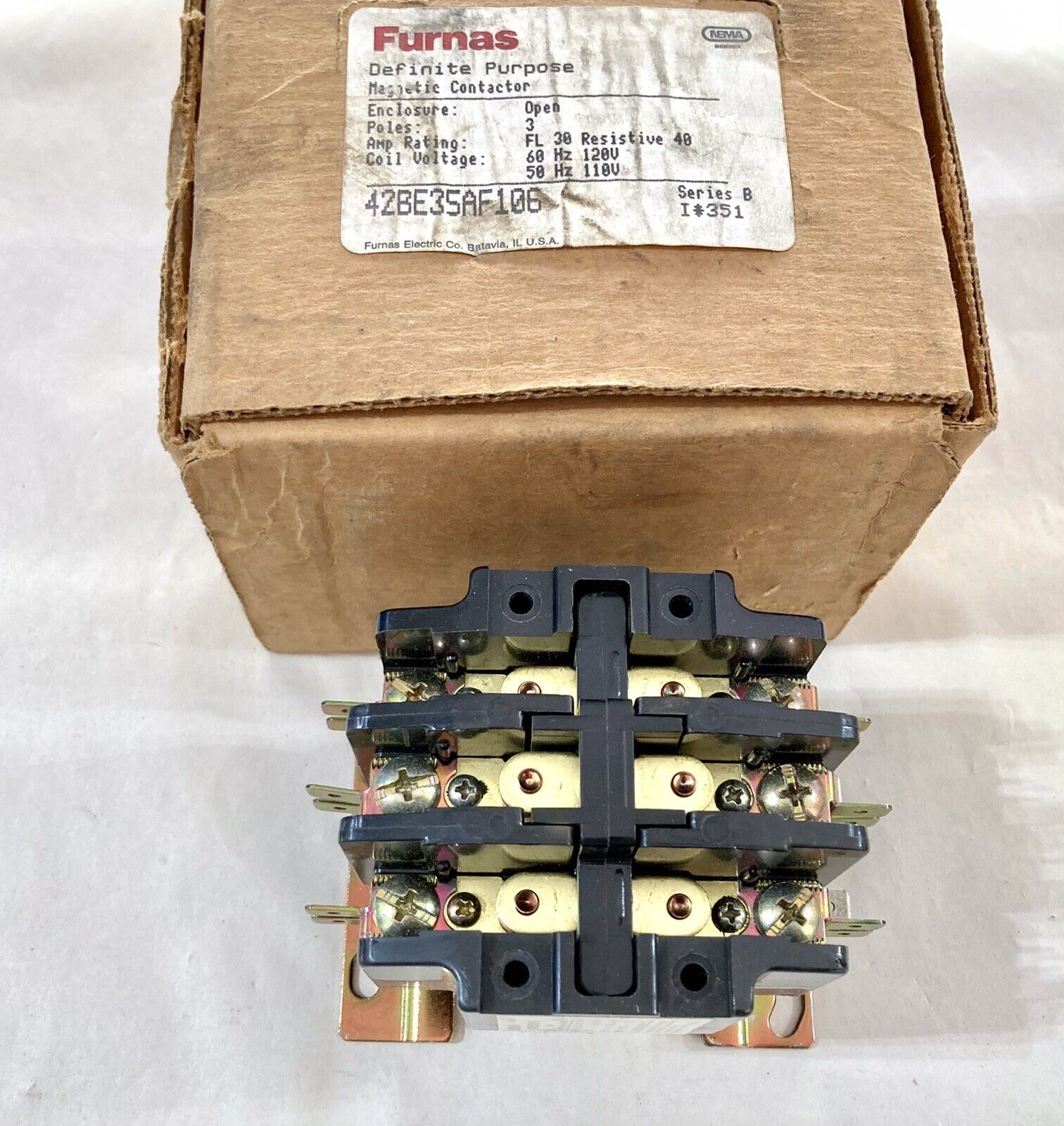 NOS Furnas 42BE35AF106 Definite Purpose Magnetic Contactor New Old Stock