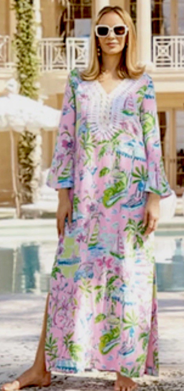Lilly Pulitzer Caftan dress Ocleppo Maxi NWT Conch Shell Pink Oversized Size 2
