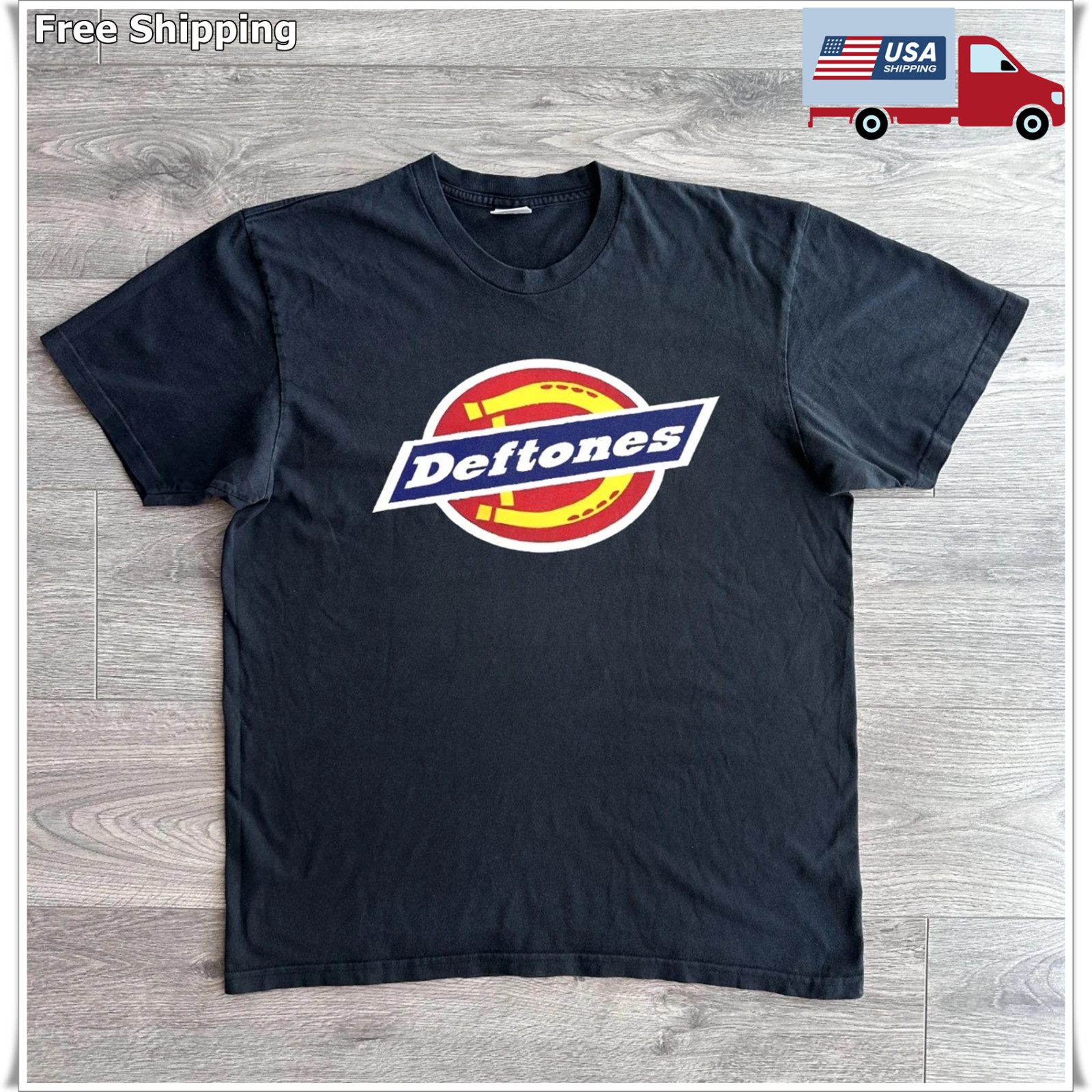 Deftones Dickies Logo Vintage Alternative Metal Rock Band Graphic Tee