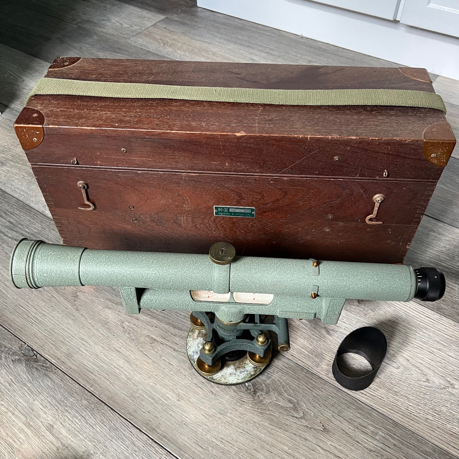 Vintage K&E Keuffel Esser Dumpy Transit Surveying Level 75 0300 Wooden Case USA Vintage K&E Keuffel Esser Dumpy Transit Surveying Level 75 0300 Wooden Case USA