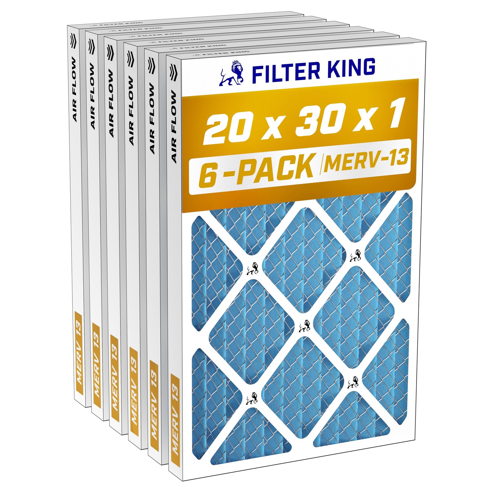 Filter King 20x30x1 Air Filter MERV 13, AC Furnace Filters (6-Pack) Filter King 20x30x1 Air Filter MERV 13, AC Furnace Filters (6-Pack)