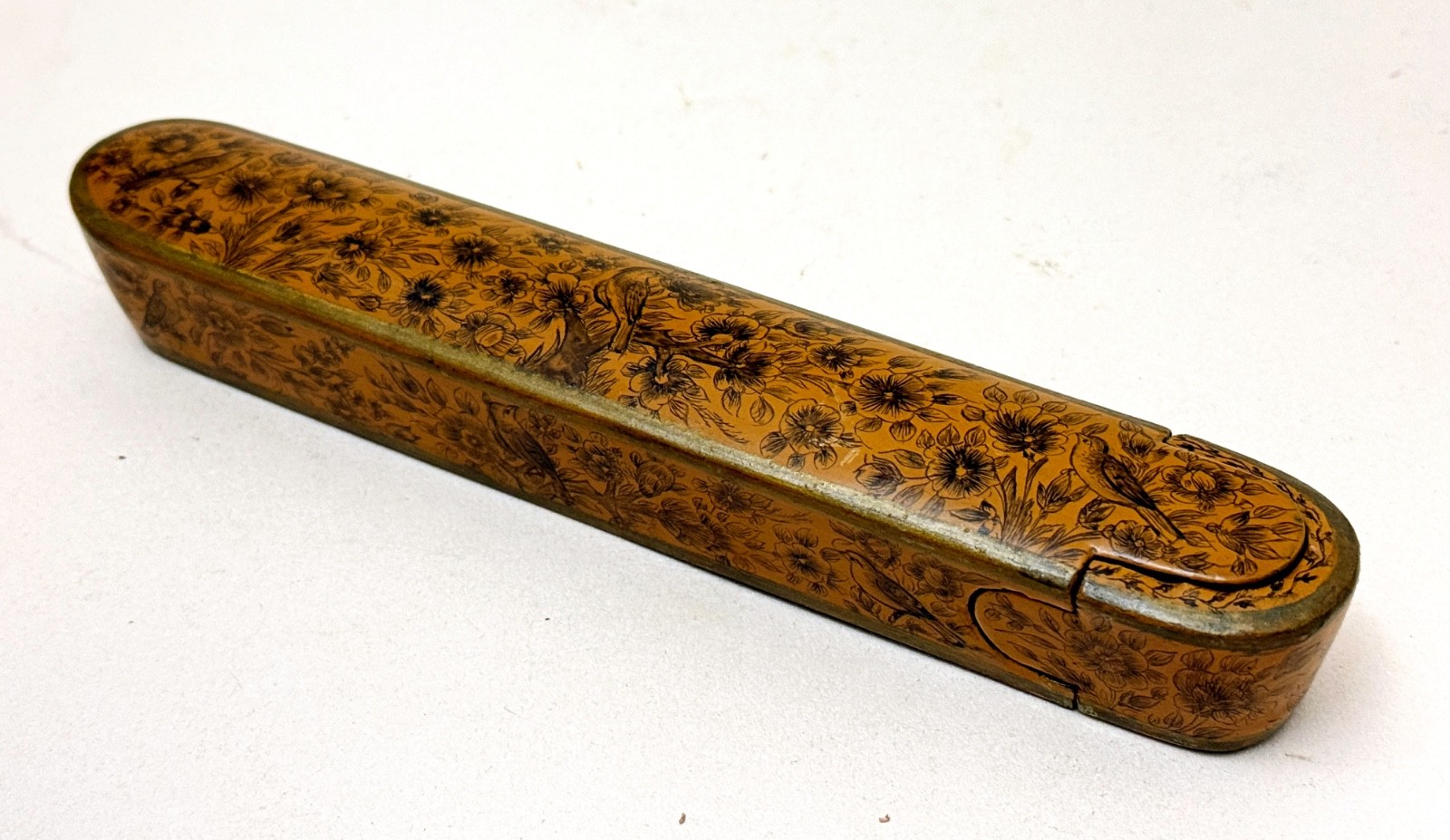 Antique Persian papier mache lacquer pen box Qalamdan