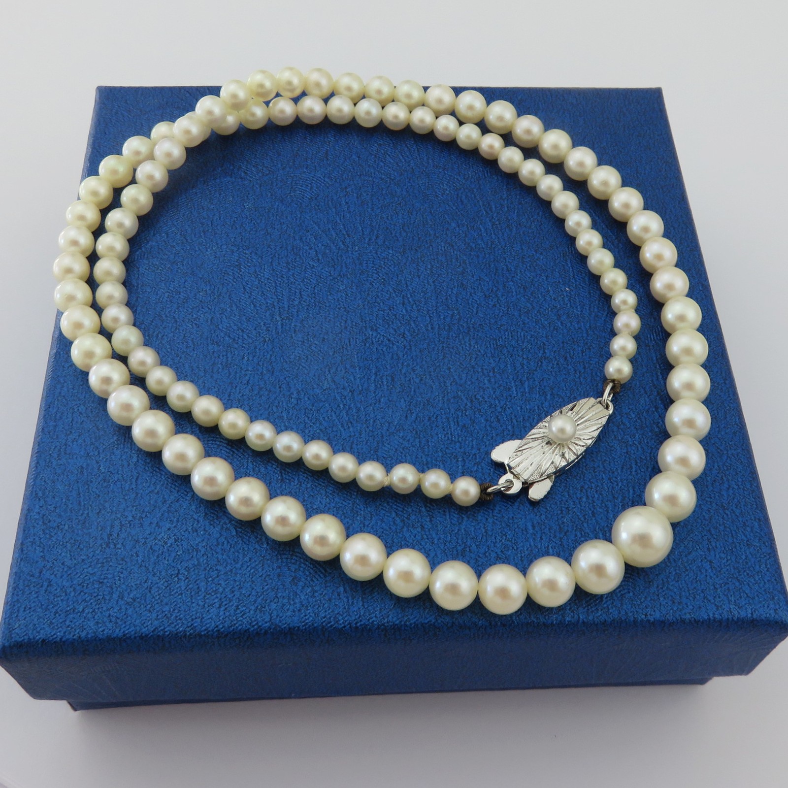 Mikimoto Akoya Pearl Strand Necklace Graduated 3.5-7mm Silver 45.5cm 18