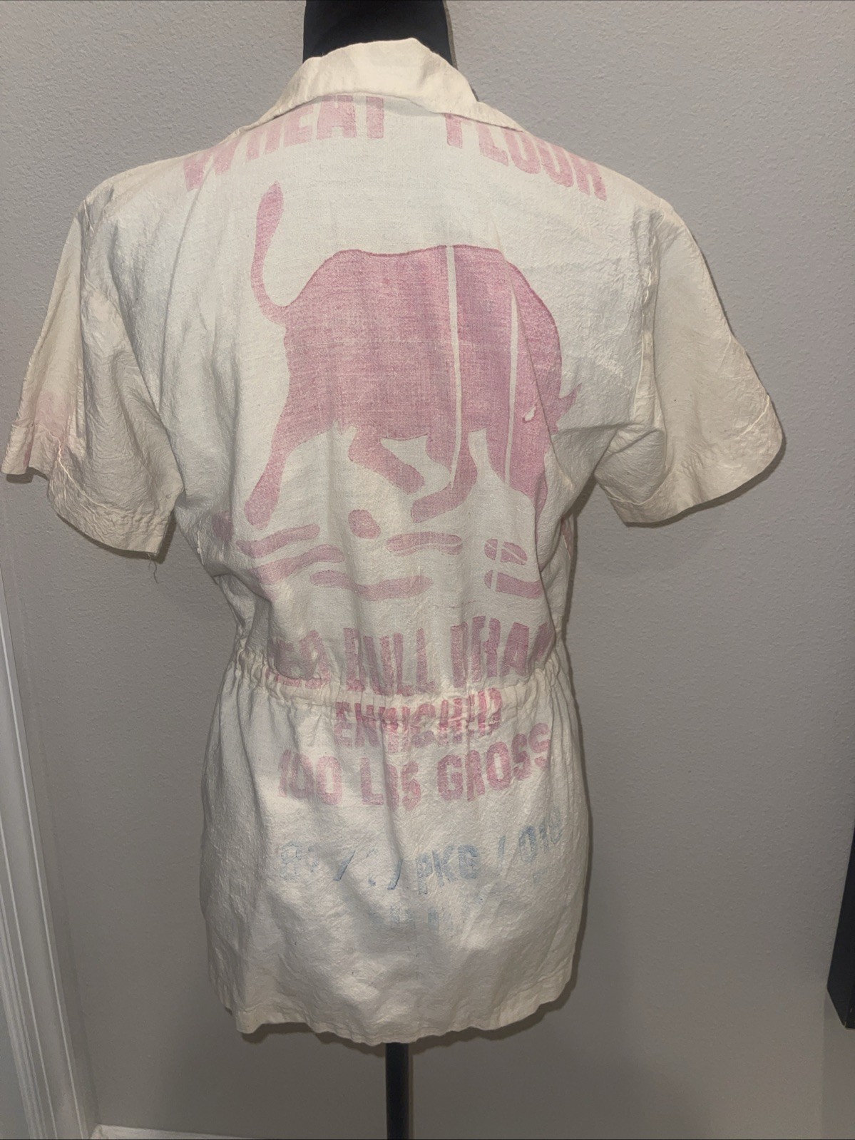 Vintage 50s 60s Flour Feed Sack Shirt Jacket Womens Small Handmade Vintage 50s 60s Flour Feed Sack Shirt Jacket Womens Small Handmade