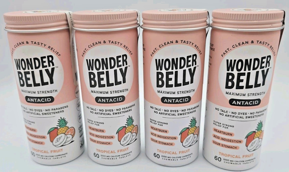 Wonder Belly Antacid Heartburn and Instant Acid Indigestion 4 Pack Exp 02/27 Wonder Belly Antacid Heartburn and Instant Acid Indigestion 4 Pack Exp 02/27