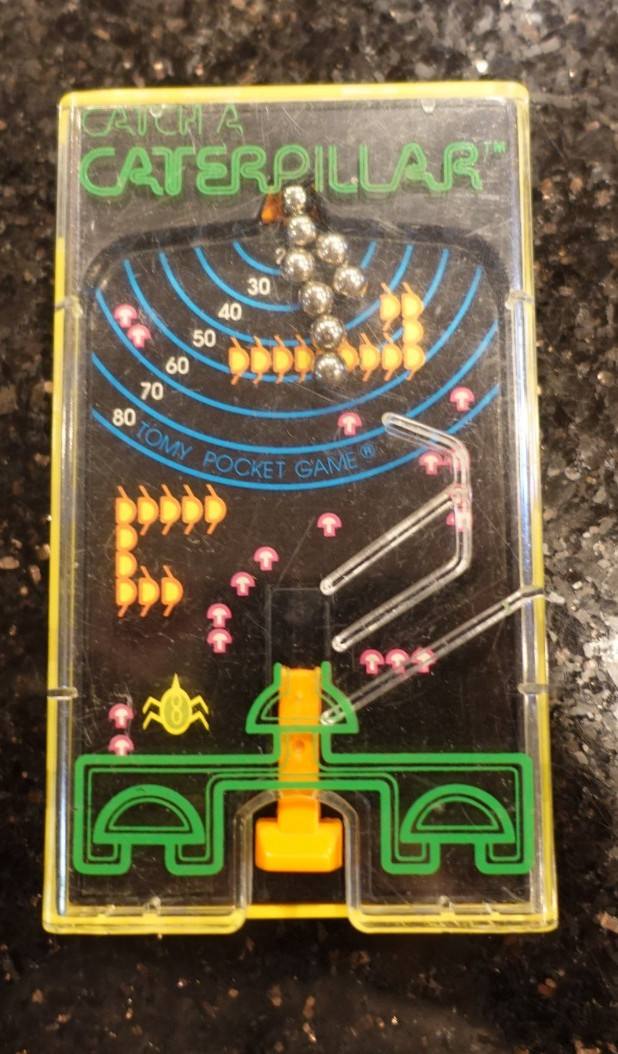 Vintage TOMY Catch a Caterpillar  Handheld Mechanical Pocket Game   A12