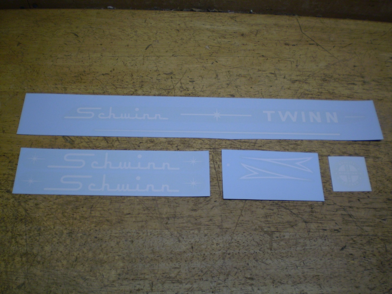 Vintage Schwinn Twinn Tandem Bicycle WHITE Decal Set Decals 