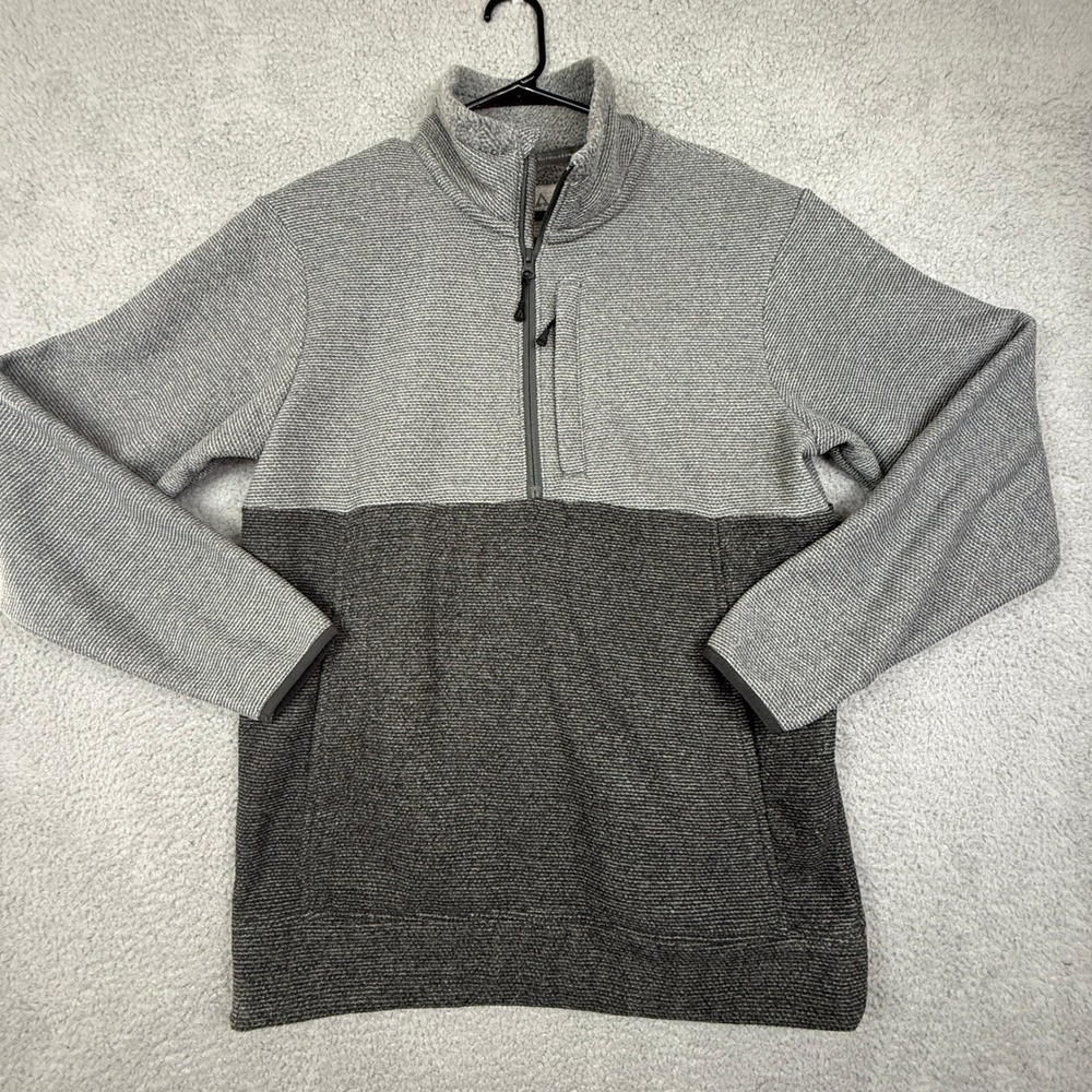 Ascend Mens Gray Two Tone 1/4 Zip Pullover Long Sleeve Casual Sweater M