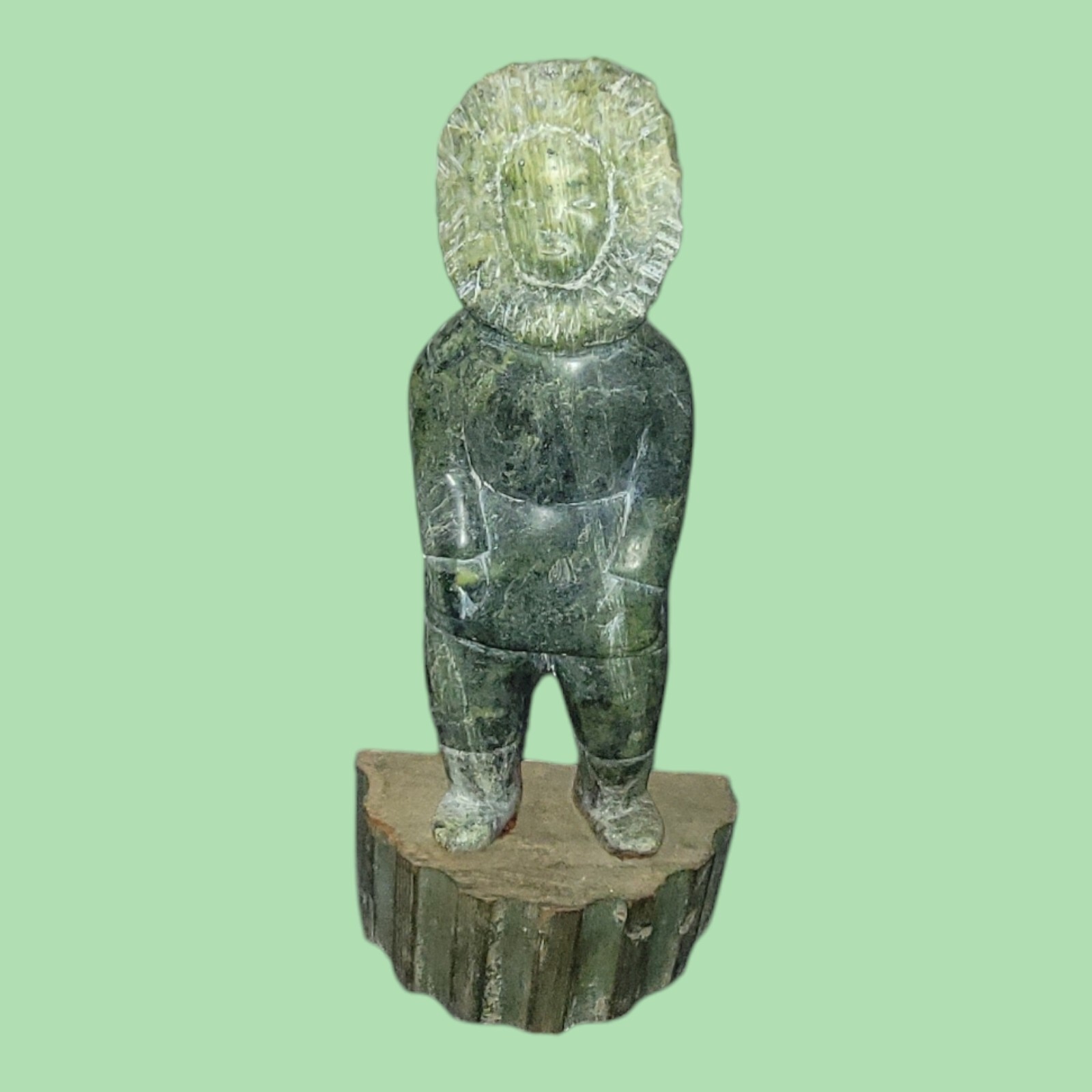 Vitg 1970s Handcarved Green Stone Inuit Alaska, Apraised By Dr Lori,Large 13\
