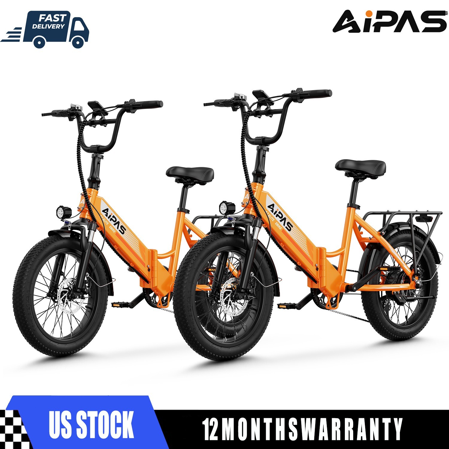 Aipas 2PCS 750W Folding Fat Tire Electric Bike 20\