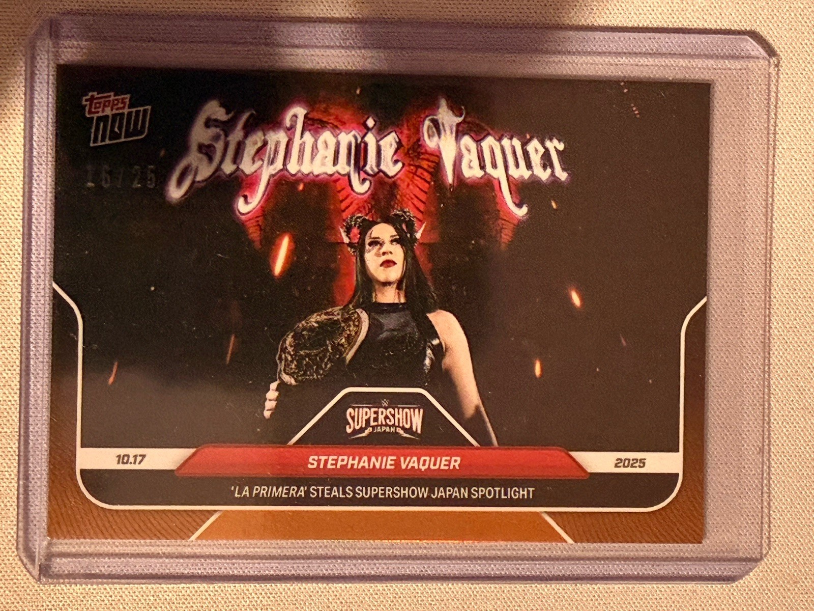 2025 Topps Now WWE #112 Stephanie Vaquer SuperShow Japan Orange #16/25