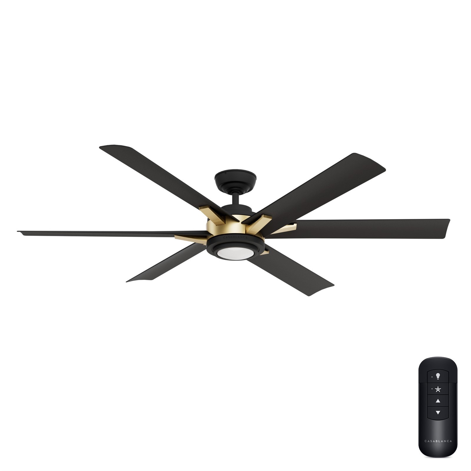 Casablanca Fan 65 inch Gold Outdoor Ceiling Fan with Light and Remote Control