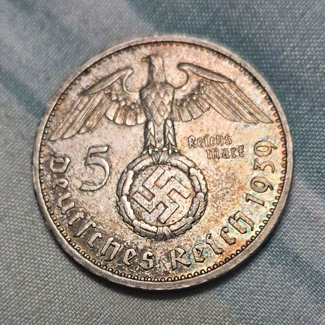 5 Reichsmark 1939 G Germany Third Reich Silver Coin 5 Reichsmark 1939 G Germany Third Reich Silver Coin