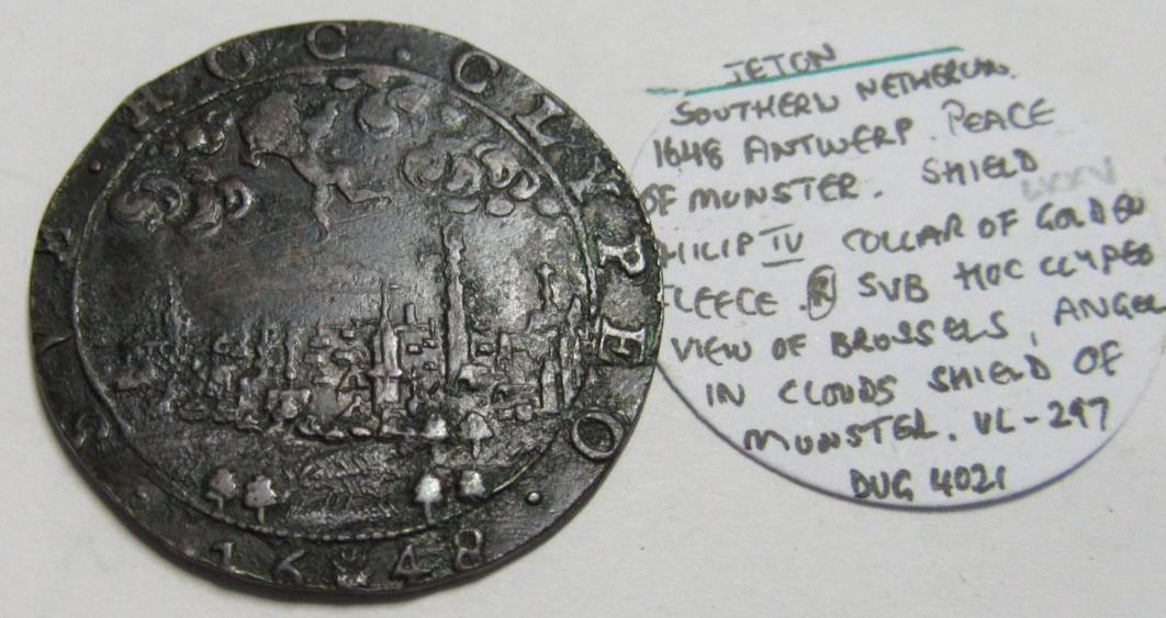 Jeton Southern Netherlands 1648 Antwerp Peace Of Munster, Svb Hoc Clypeo