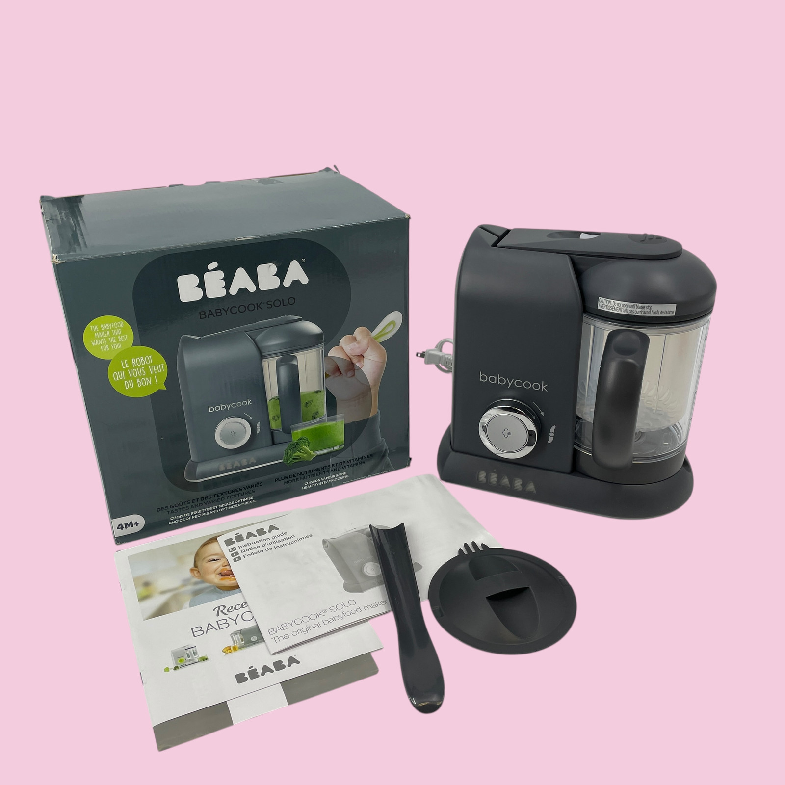 BEABA Babycook Solo 4-in-1 Baby Food Maker Steam Cooker Charcoal #NO5323 (TC)