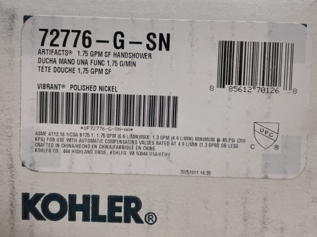 Kohler K-72776-G-SN Artifacts Hand Shower - Vibrant Polished Nickel *READ* Kohler K-72776-G-SN Artifacts Hand Shower - Vibrant Polished Nickel *READ*