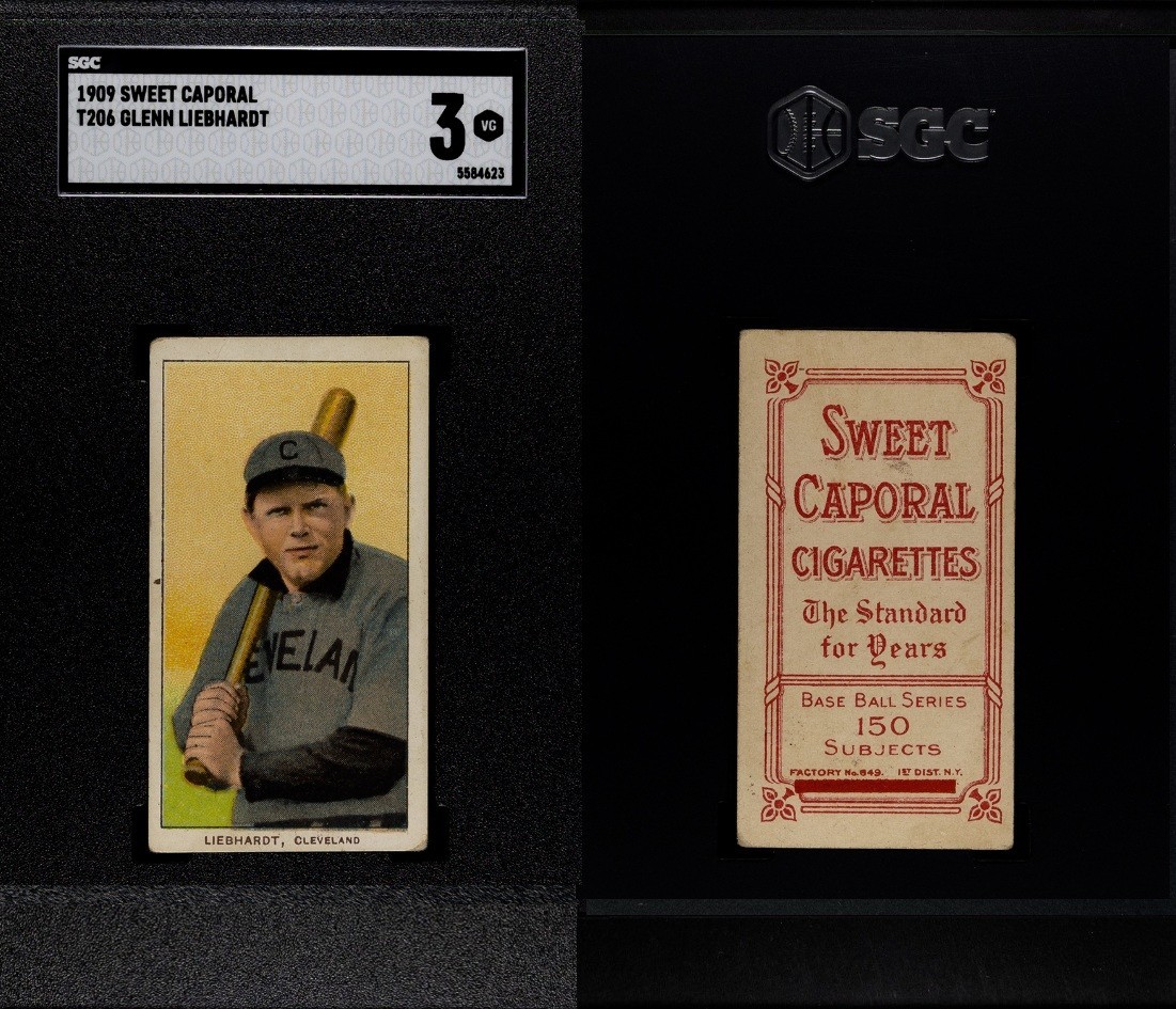 1909-11 T206 Glenn Liebhardt Cleveland Naps *dc SGC 3 1909-11 T206 Glenn Liebhardt Cleveland Naps *dc SGC 3